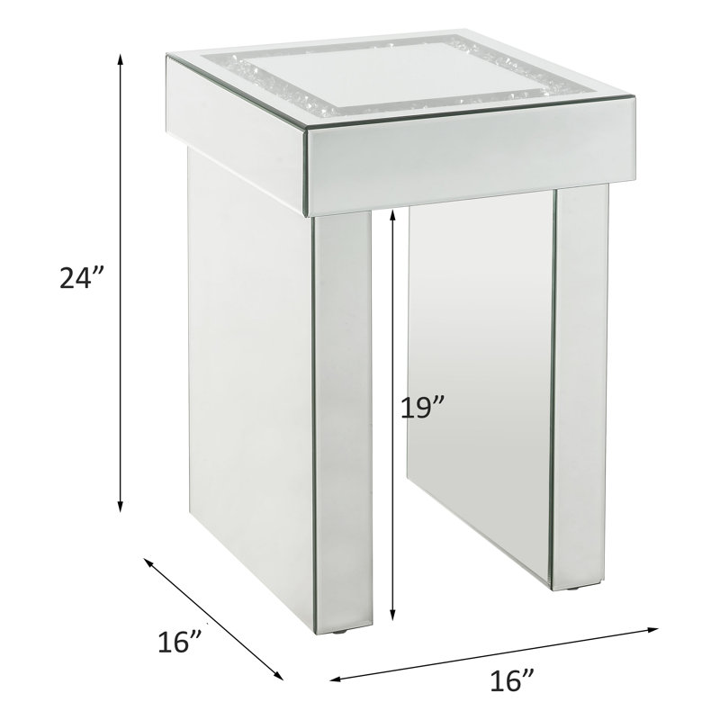 Mirrored Faux Diamonds End Table