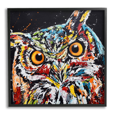 " Street Style Horned Owl Splatter " by Jen Seeley Painting Print