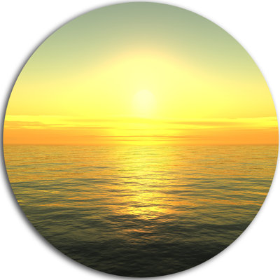 «Brilliant Yellow Sunrise over Waters», reproduction de photo sur métal