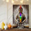 Toile, statue de Bouddha sereine posée dans une pose méditative, art mural en pierre texturée avec tons terreux chauds de brun et art mural sur toile-599028590