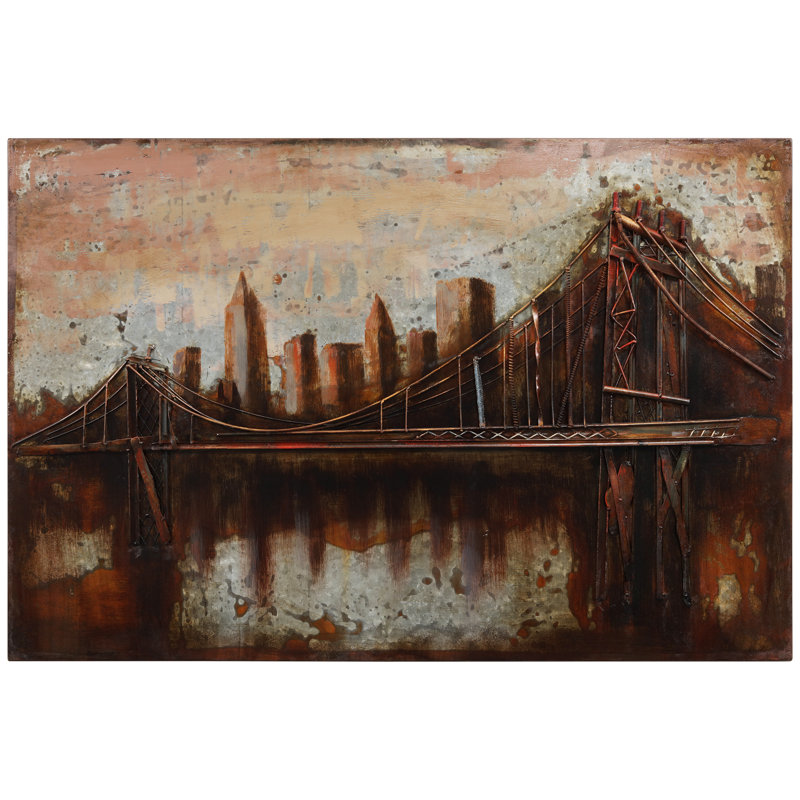 Handmade Industrial Brooklyn Bridge Metal Wall Art