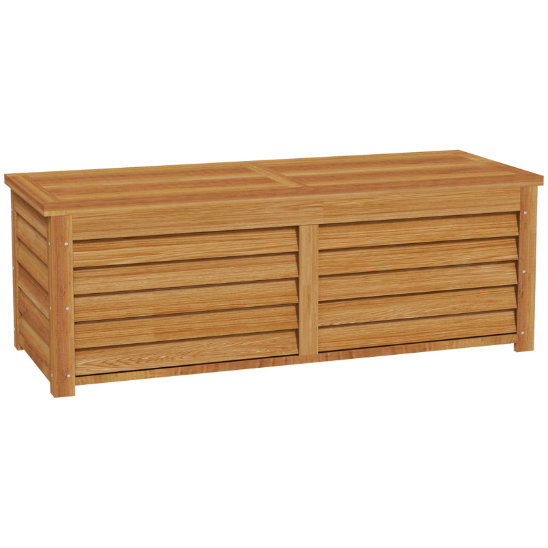 Outsunny 130cm W 47.5L Water Resistant Fir Solid Wood Deck Box in Brown