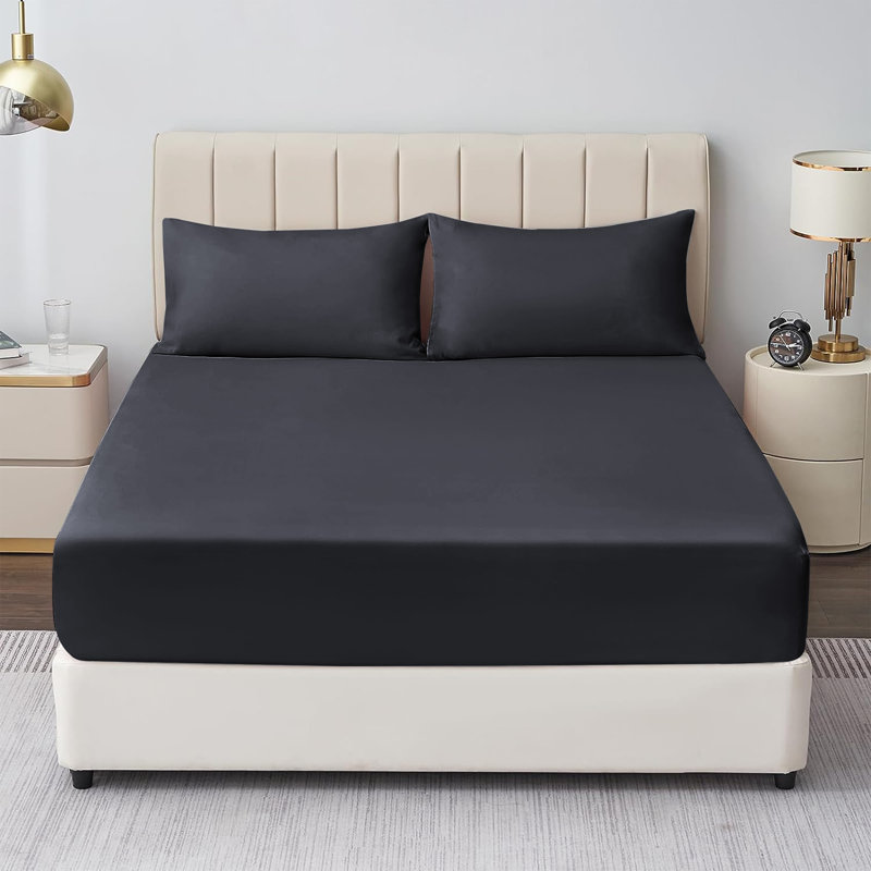 Mieasha Microfiber Plain Weave Fitted Sheet, Charcoal, Single (3')