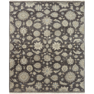 Predmore Hand Knotted Wool Oriental Area Rug in Gray
