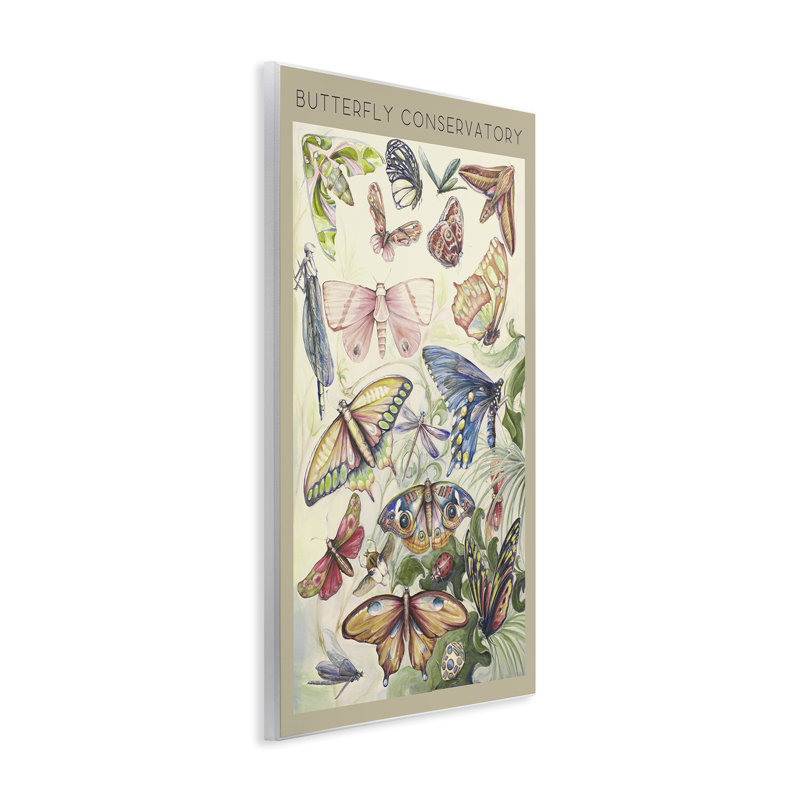 Plaque murale vintage avec conservateur papillon, design par DIannart, H 15 po x l 10 po