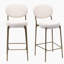 Ensemble de 2 tabourets de bar 29 po en velours avec dossier et repose-pieds 29 po (blanc crème)-1379626581