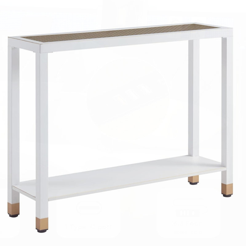 Stylish Glass Entryway Table with 2-Tier Shelves,  for Narrow Spaces and Modern Decor in Hallways, Foyer, and Living Rooms.