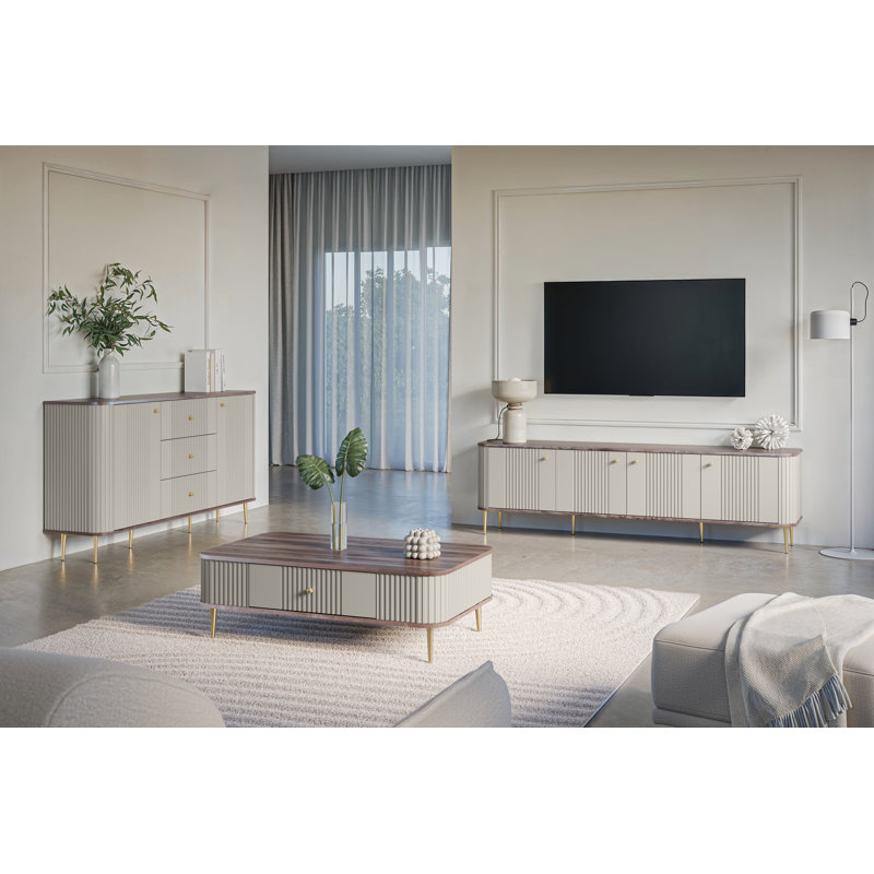 Dayzee Coffee Table with Storage, Cashmere/Nut Top/Gold Base