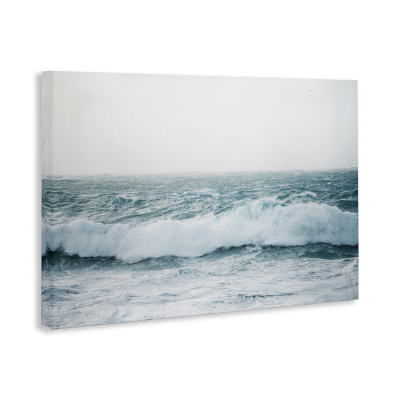 «Beach Waves Horizon», art mural sur toile par Nataly White, H 16 po x l 24 po