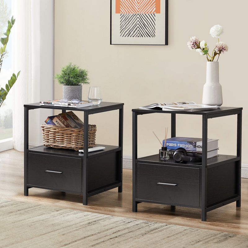 Kempst 15.7'' W Nightstand, Black