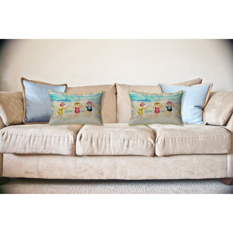 Ladies Wading Outdoor Throw Pillow, Rectangle 16"H x 20"W