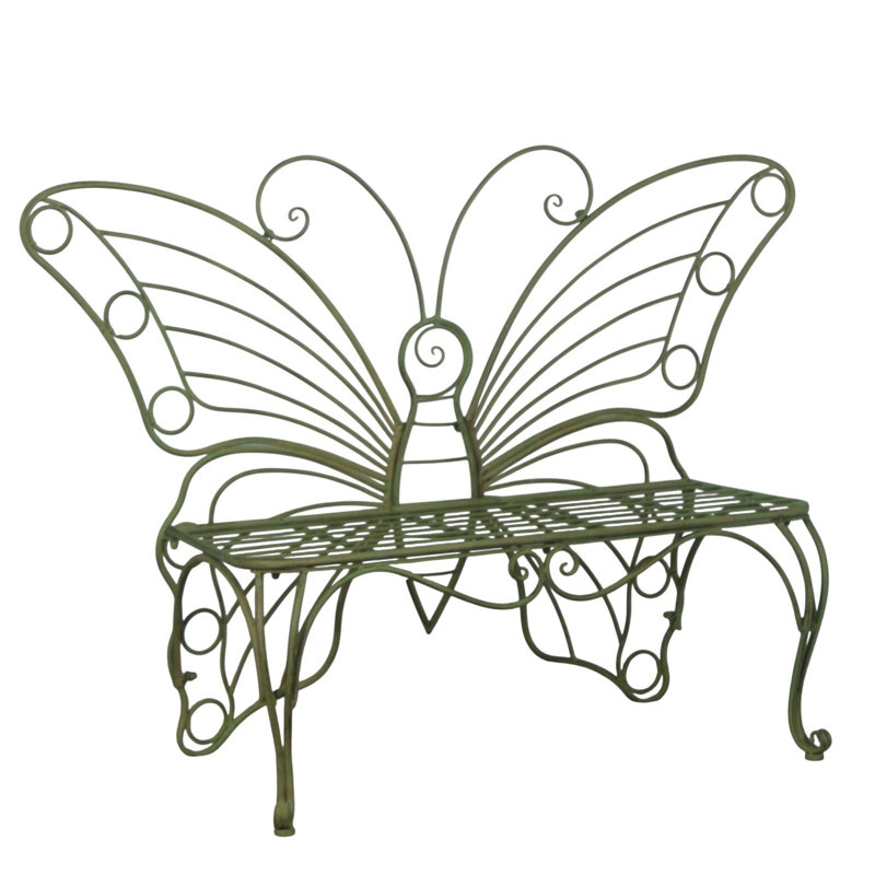 Butterfly Metal Garden Bench, Green