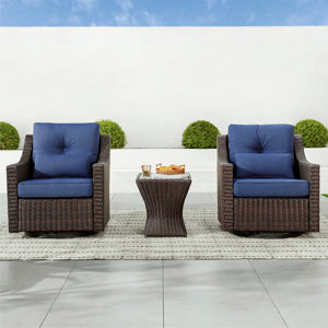 ( 1 pcs ) Keaisha 2 - Person Outdoor Swivel Wicker Glider Seating Group with Side Table