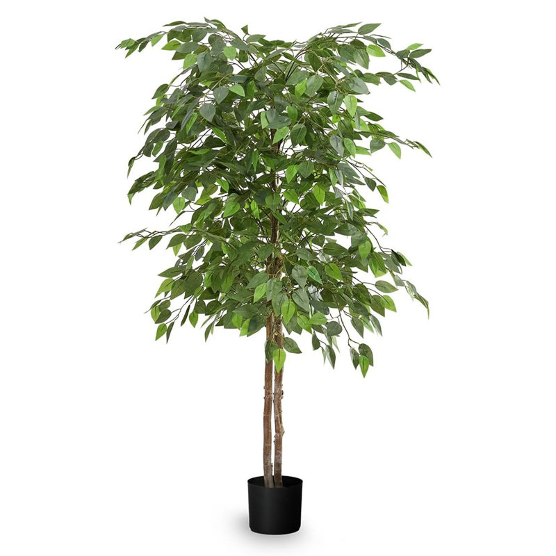 Artificial Ficus Tree Tall Tropical Home Decoration, 60" H x 27.55" W x 27.55" D