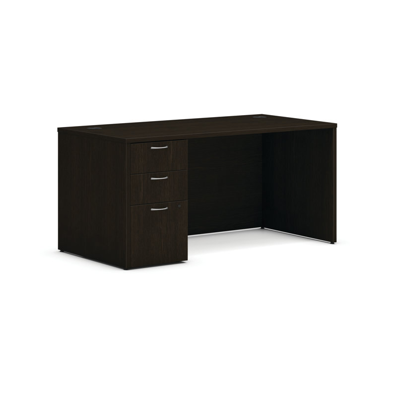 HON MOD Single Pedestal Desk, Traditional Mahogany, 60" W x 30" D x 29" H
