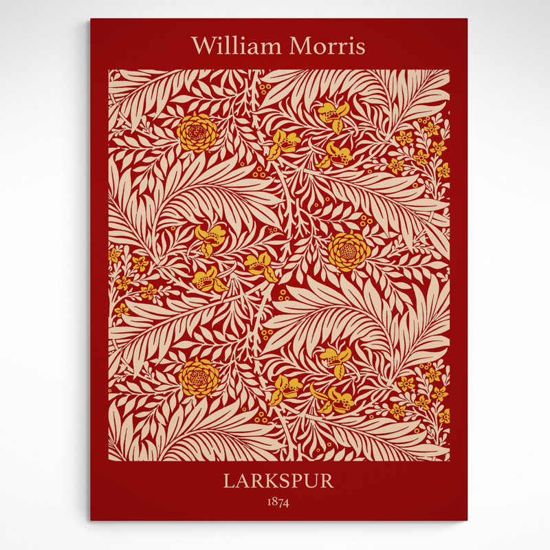 Larkspur Pattern In Red by William Morris - Wrapped Canvas Art Prints, 31cm H x 21cm W