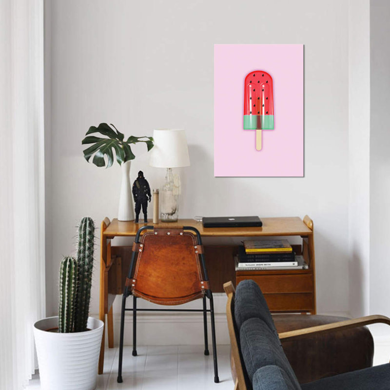 « pastèque popsicle », impression sur toile tendue, H 12 po x l 8 po x P 0,75 po, Pas de tapis, Toile tendue