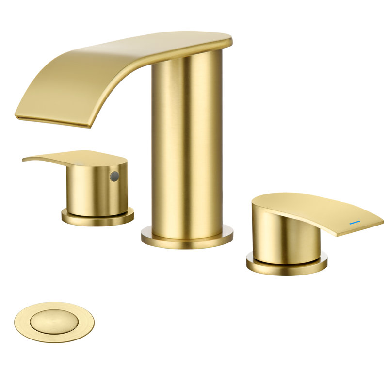 Robinet de lavabo pour salle de bain à poignée double 8 po avec bonde escamotable, Blanc