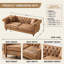 80" Chesterfield Button Tufted Mid-Century Modern 3 Seater Sofa, High-Tech Fabric Rolled Arm Couch(Brown)