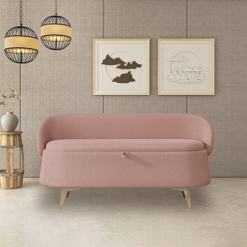 Umesh Upholstered Storage Bench, Pink