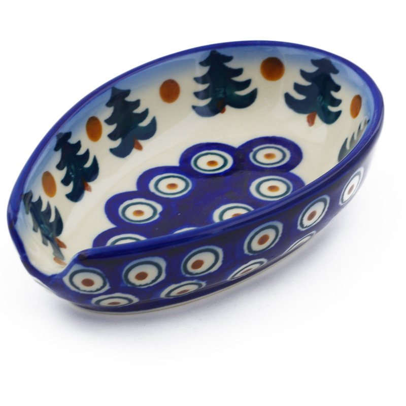 Autumn Evergreen Ceramic / Porcelain Oval Spoon Rest