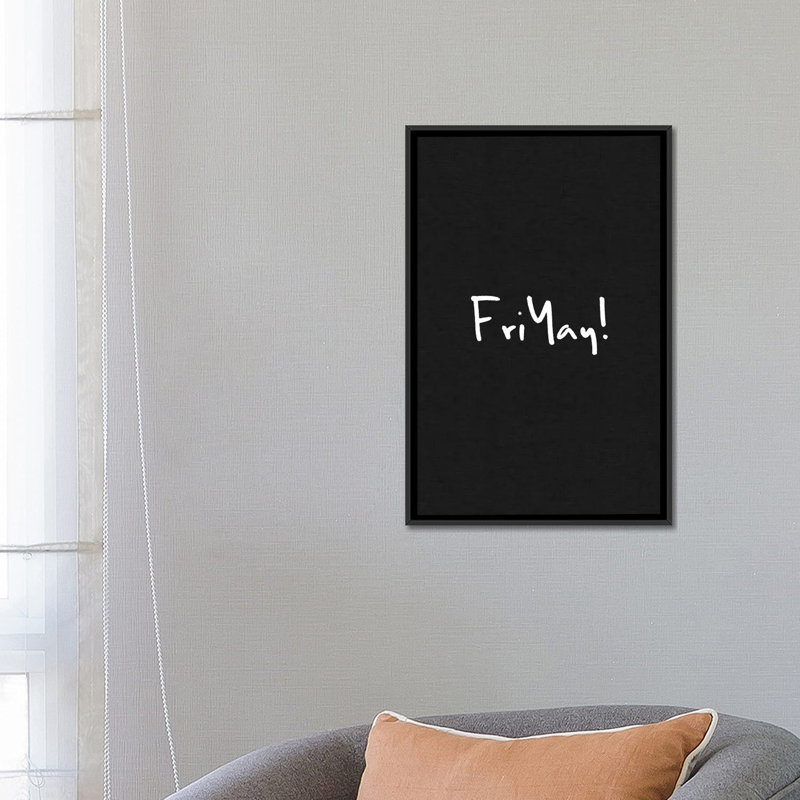 «Friyay! Art textuel sur toile, H 26 po x l 18 po x P 1,5 po, Toile avec cadre noir, Pas de tapis