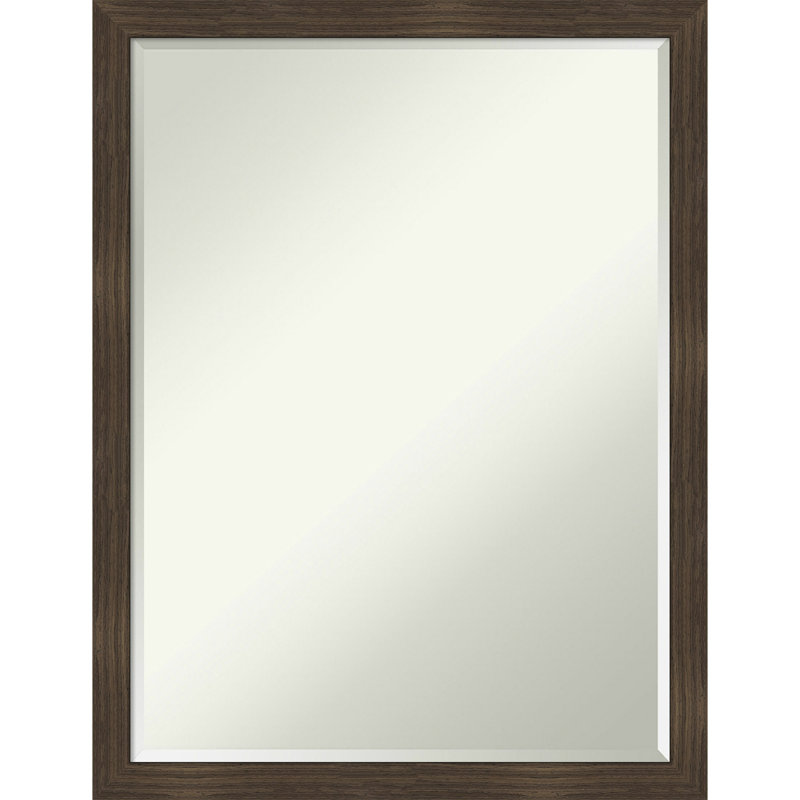 Vespi Solid Wood Rectangle Wall Mirror, 26" x 20", Dark Brown