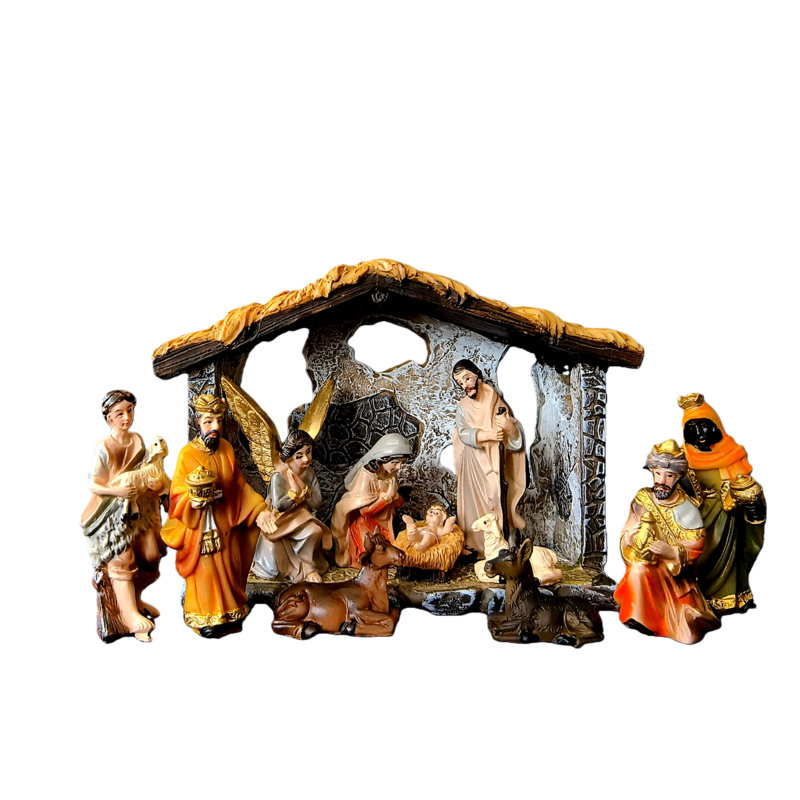 Ensemble de 12 pièces de statue décorative pour scène de naissance de l'auge de Noël