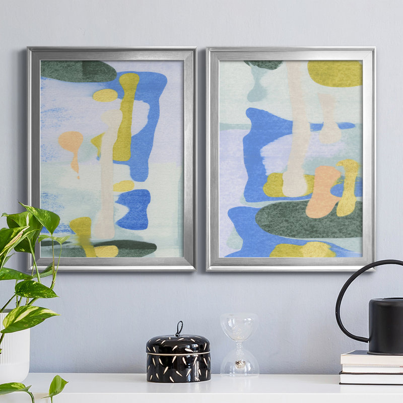 Rorschach Rainbow I - ensemble de 2 impressions encadrées sur toile, H 24,5 po x l 18,5 po x P 1,25 po, Cadre argenté