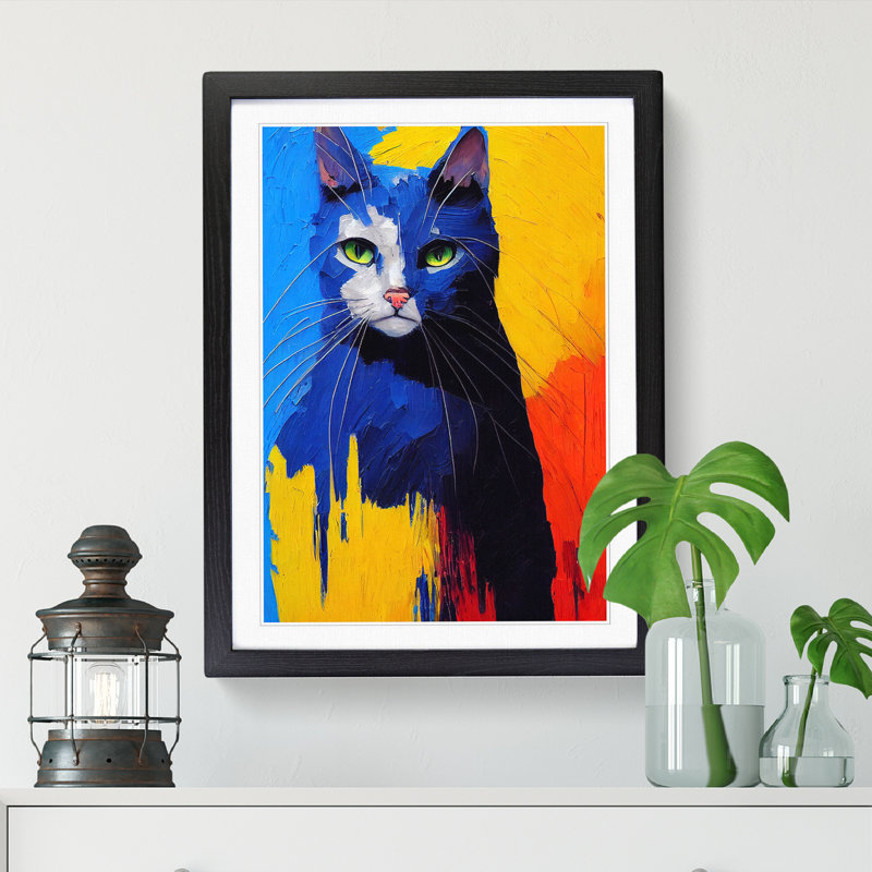 Cat Palette Knife Vol.3 - Picture Frame Print, 64cm H x 46cm W, Black Framed
