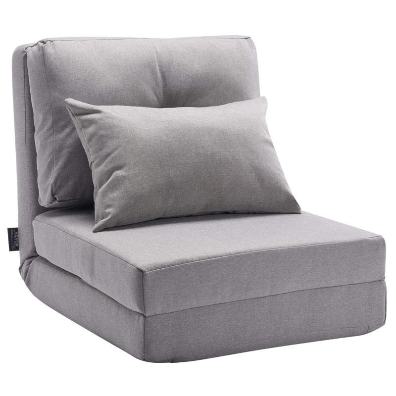 Convertible Flip Chair with 5 Adjustable Position Folding Floor Lazy Sofa Gray