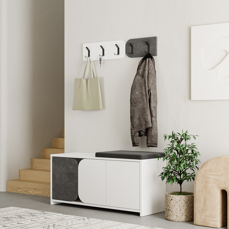 8 Pair Shoe Storage Cabinet, White/Retro Grey