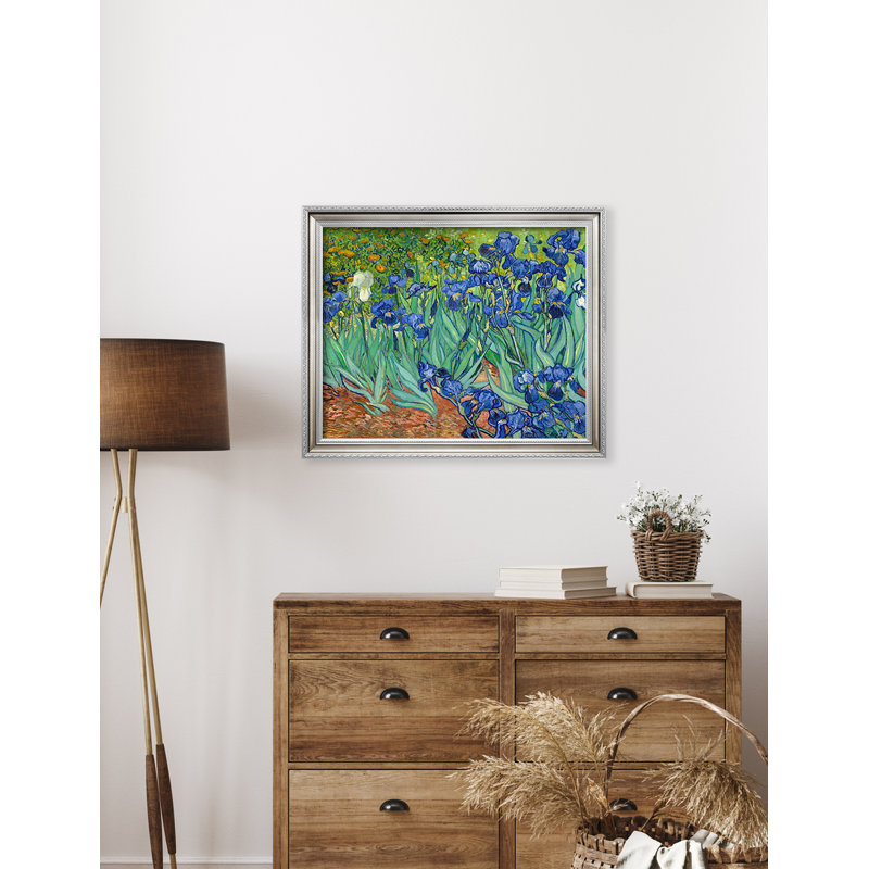 «Iries In The Garden» par Vincent Van Gogh - reproduction d'art sur toile, Toile avec cadre brun, H 24 po x l 30 po