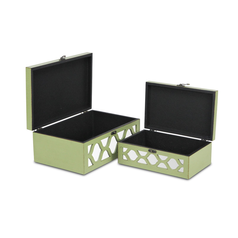 Ensemble de 2 boîtes décoratives Eziah, Vert