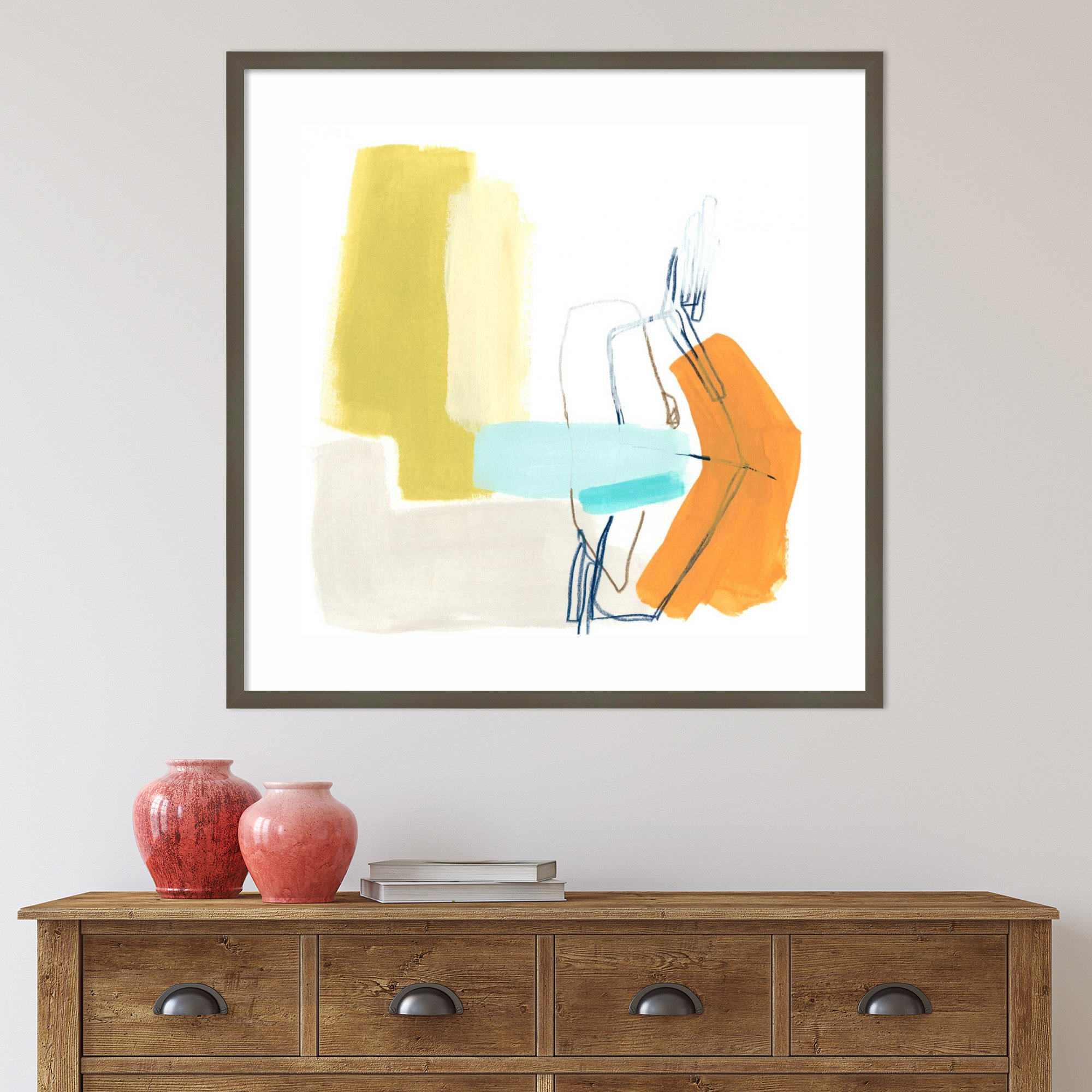 Adagio IV by June Erica Vess, Clay Gray Framed Paper, 33.38" H x 33.38" W x 0.88" D