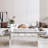 Rectangular Mirror Coffee Table With Fluted Tempered Glass, Modern Sofa Side Table