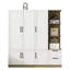 Armoire 3 portes en bois avec tablettes, présentoir latéral et 2 tiroirs pour la chambre à coucher-174595610