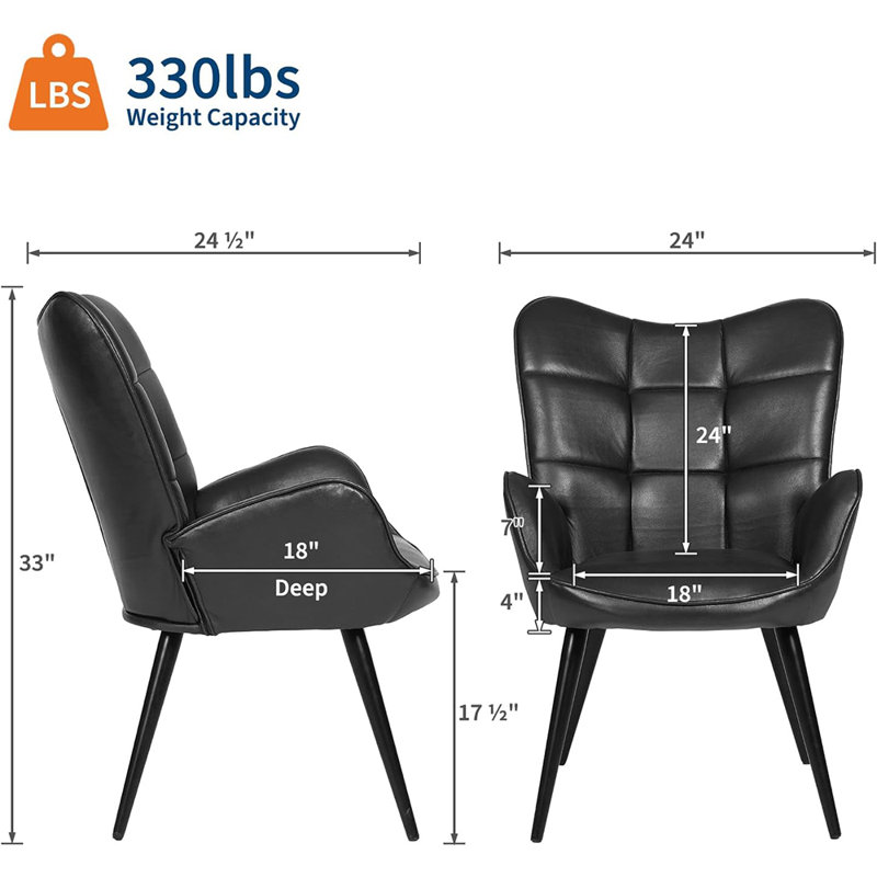 Mid-Century Modern Upholstered Dining Chairs with Wood Legs, High-Back Kitchen Chairs for Dining Room, Living Room & Restaurant