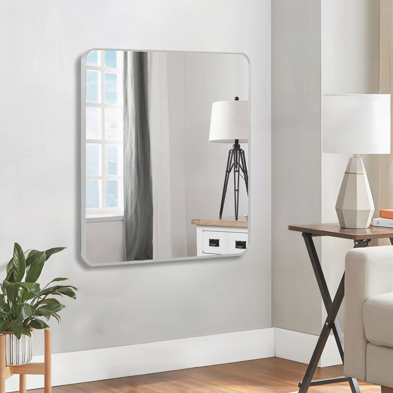 Miroir mural pour salle de bain 30 po x 30 po, 30" x 30", Argent argent