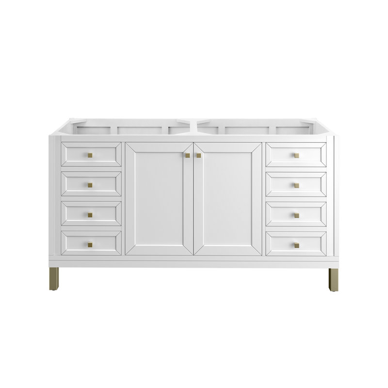 Chicago 60'' W Double Bathroom Vanity Base, Glossy White