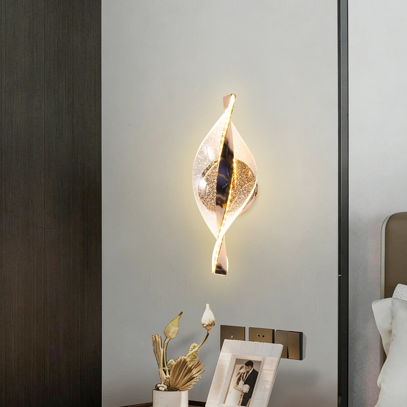 Lampe murale moderne de luxe en acrylique creux, lumière de chevet à intensité variable tricolore