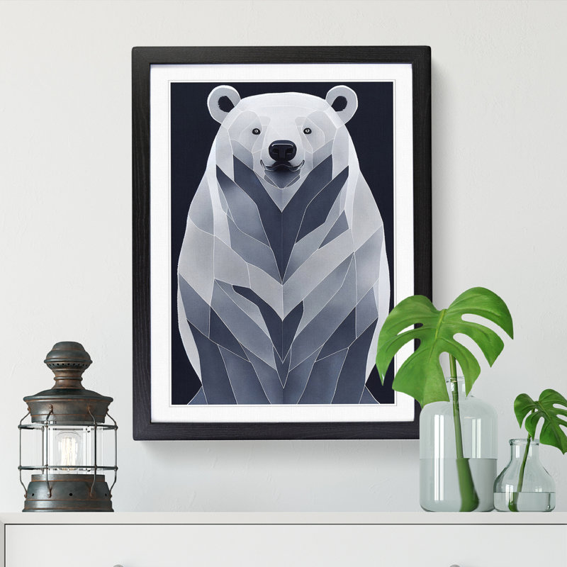 Anjenette Polar Bear Neoplastic - Picture Frame Print, 64cm H x 46cm W, Oak
