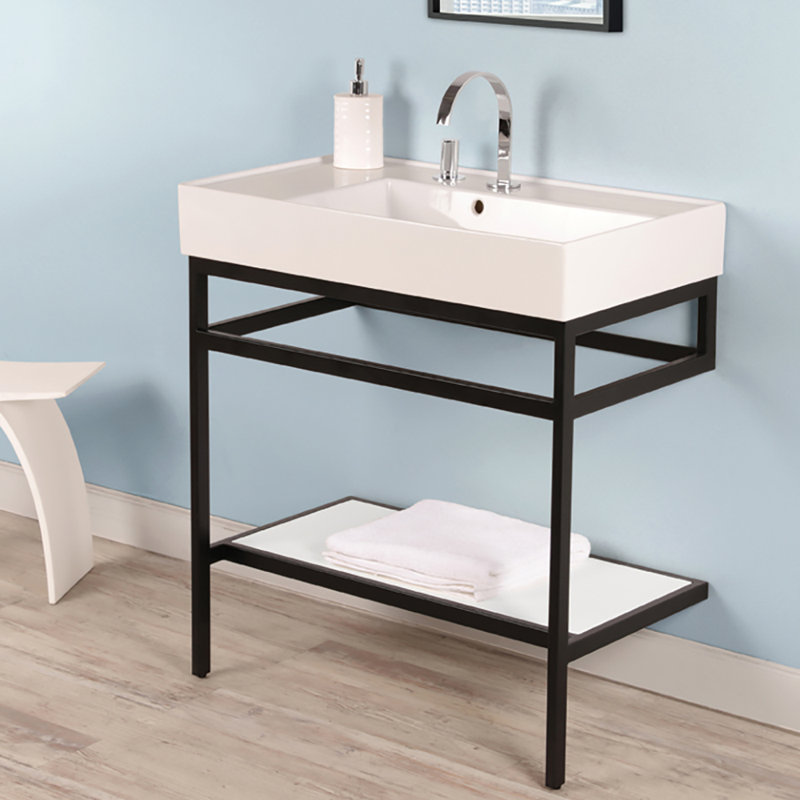 Aquaotto 32'' L Bathroom Sink, Single Hole Faucet