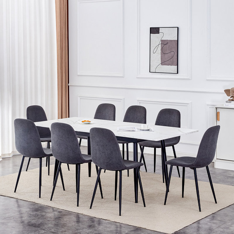 Ensemble de table de cuisine moderne de 59 à 75 po avec structure en métal robuste, parfait pour la cuisine à domicile, peu encombrant