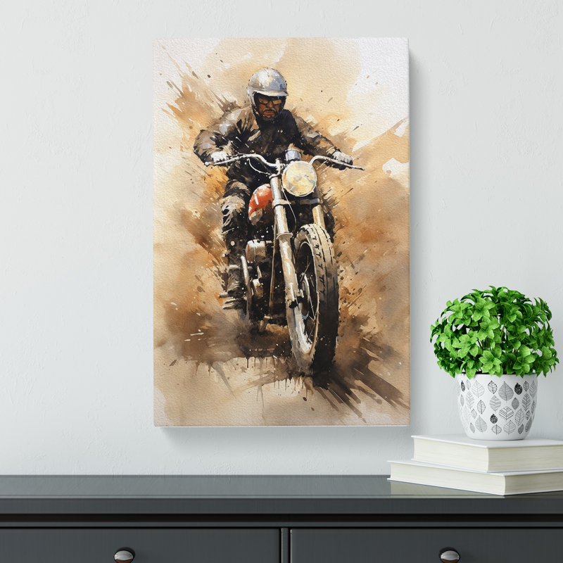 Motorbike Gestural - Wrapped Canvas, 60cm H x 40cm W x 3cm D