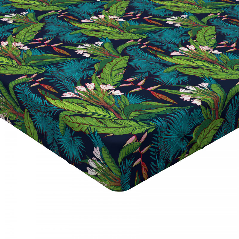Microfiber Floral Fitted Sheet, Full Fitted Sheet, Green/Turquoise Floral 1