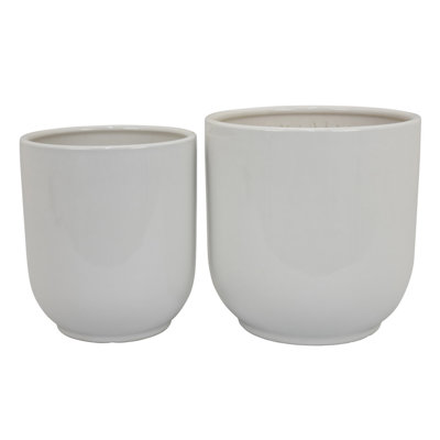 Lyna Accent Planter Set Of 2, Ceramic Smooth Glossy Texture