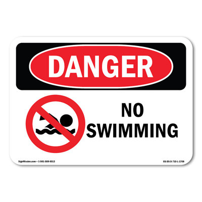 No Swimming Plastic Sign 14" X 10"
