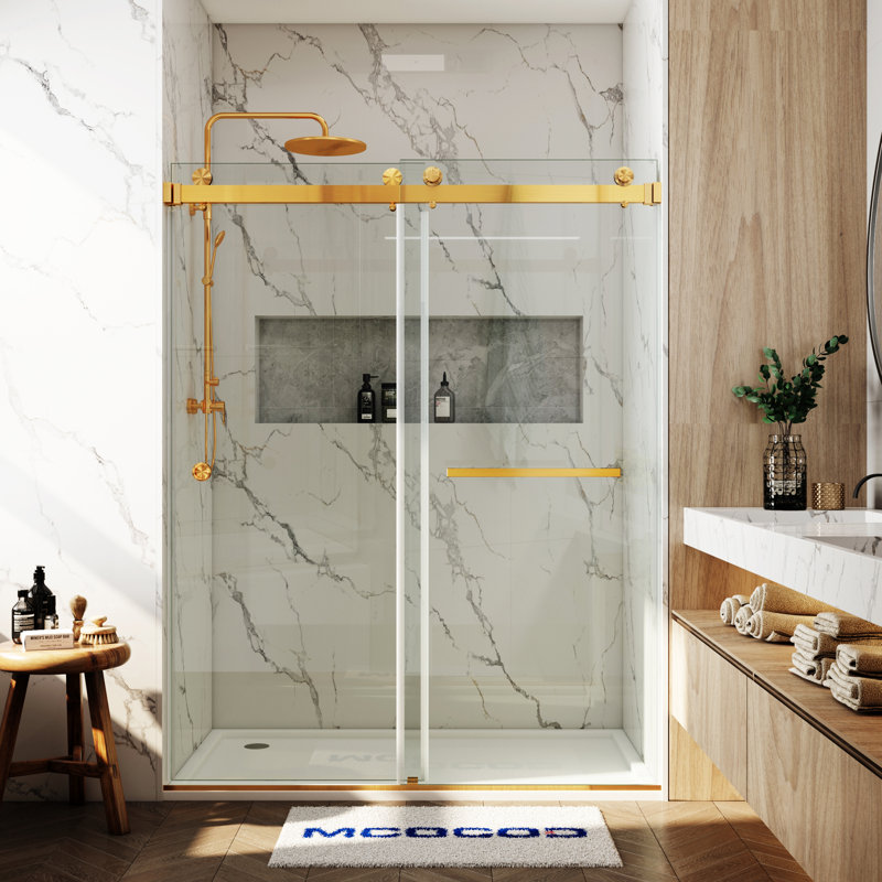 Opal Mirage MCOCOD 61-67" W x 76" H Double Sliding Frameless Smooth Sliding Shower Door with 3/8" (10mm)Clear Glass