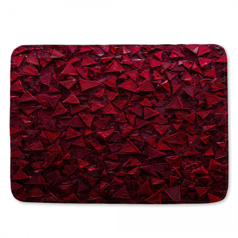 Tapis de bain rouge à texture triangulaire, L 34 po x L 21 po